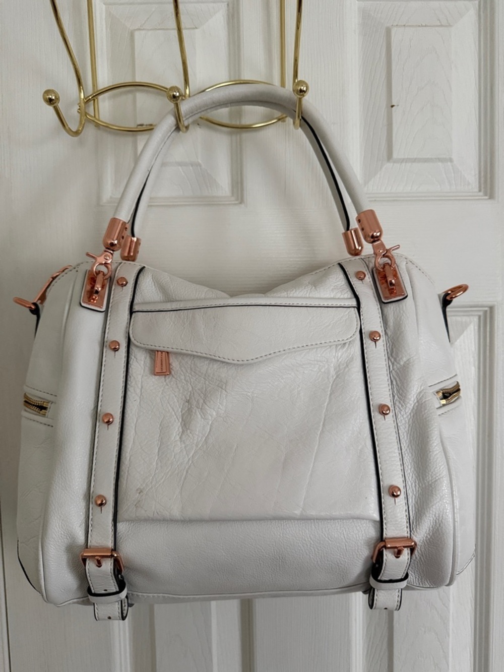 Rebecca Minkoff White Shoulder Bag with Rose Gold Hardware